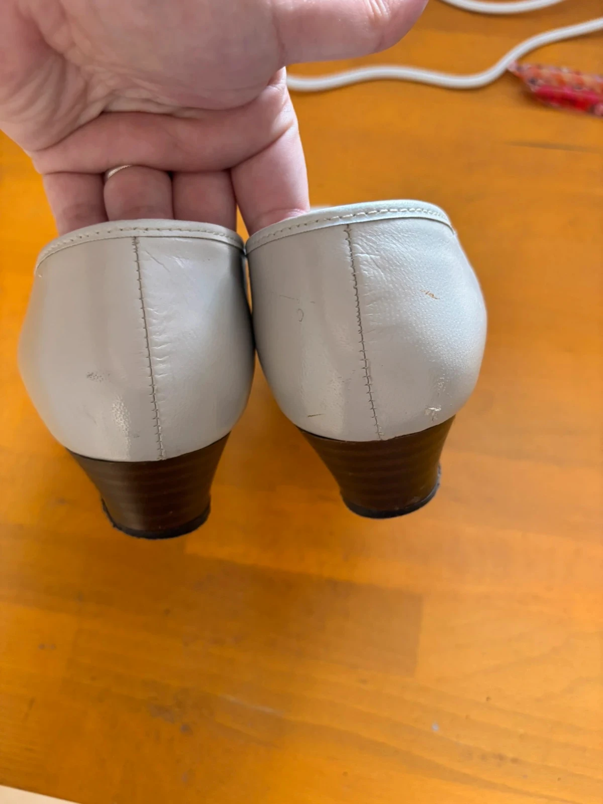 Chaussures richelieus vintage tressées en cuir blanc/crème – Style rétro – Taille 40 – photo 8